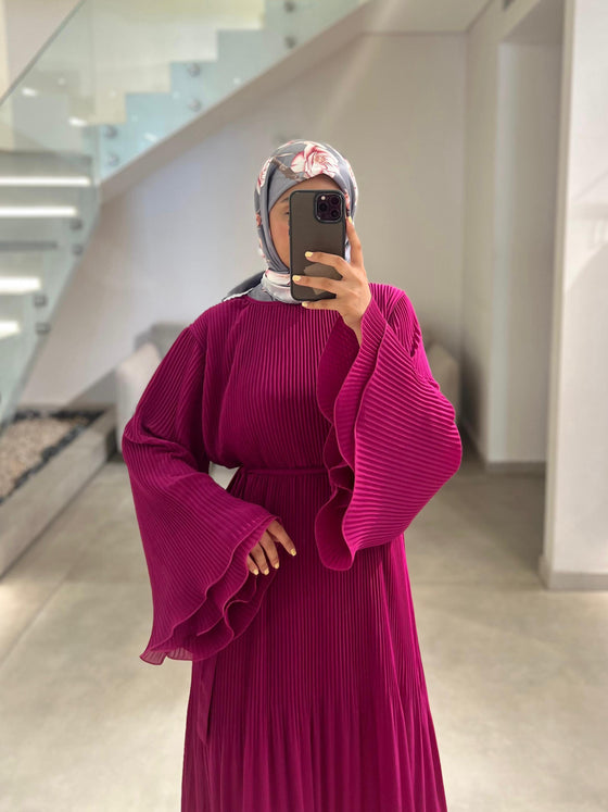italian fuschia  pleated dress