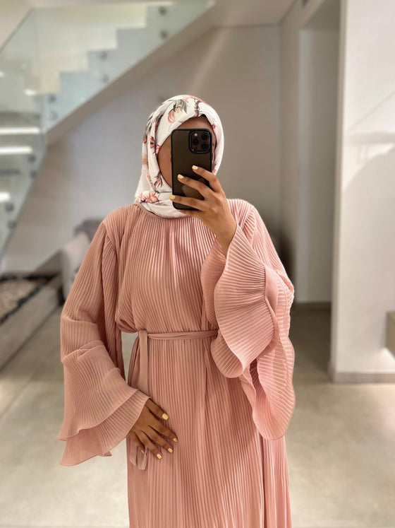 italian pink pleated dress
