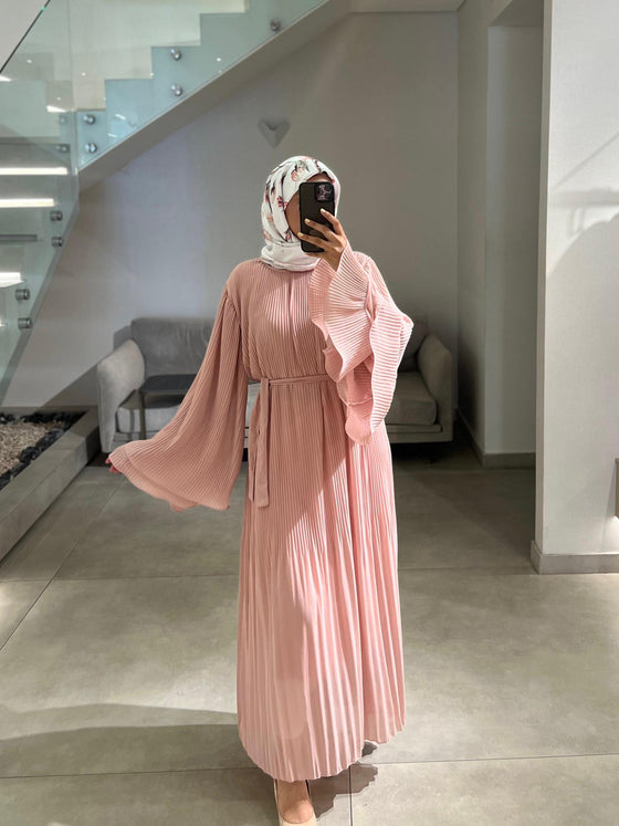 italian pink pleated dress