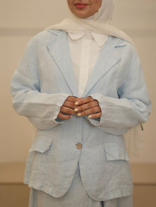  italian baby blue blazer set