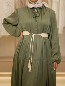  italian silk olive green  dress