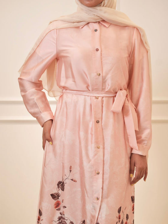 Italian silk floral shirt dress