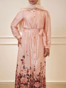  Italian silk floral shirt dress