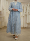 Blue laced evening dress