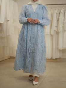  Blue laced evening dress