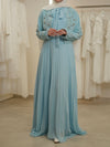 blue evening dress set