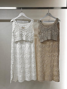  Crochet italian beige set