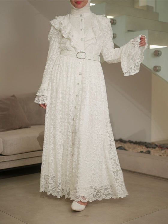 Dentelle white evening dress
