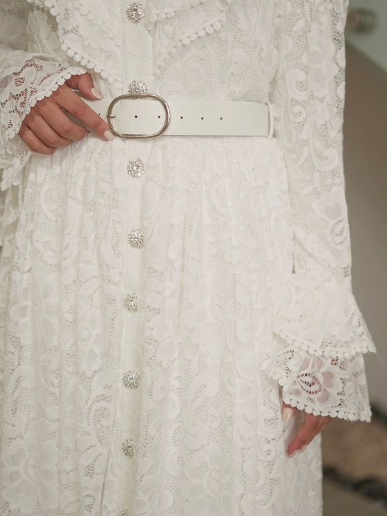 Dentelle white evening dress