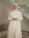 Beige laced evening dress