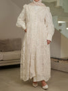 Beige laced evening dress