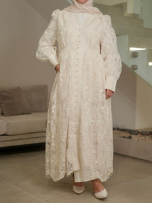  Beige laced evening dress