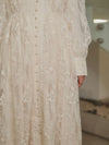 Beige laced evening dress