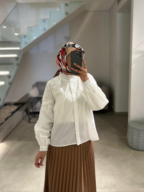 white crochet shirt