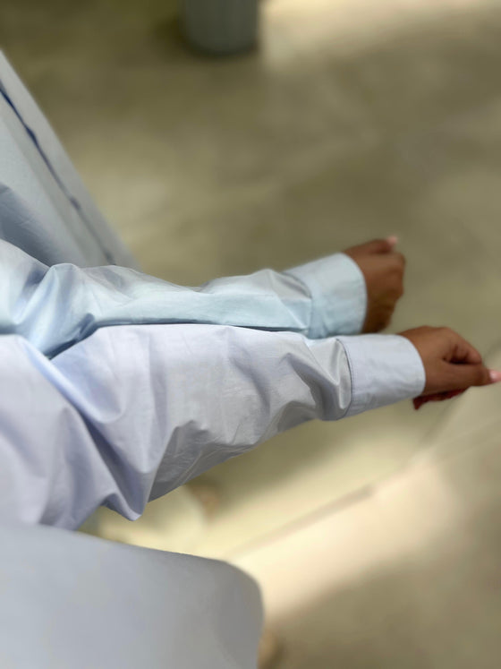 baby blue poplin italian shirt