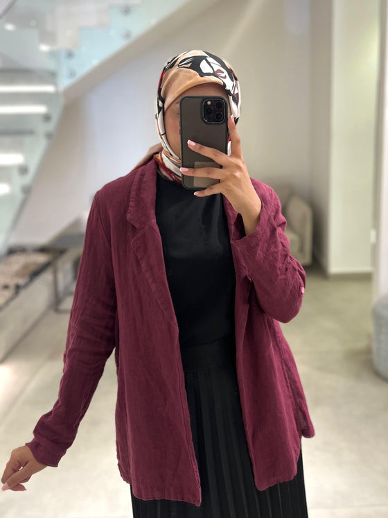 italian linen bordeaux cardigan