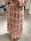 Pink ruffled skirt