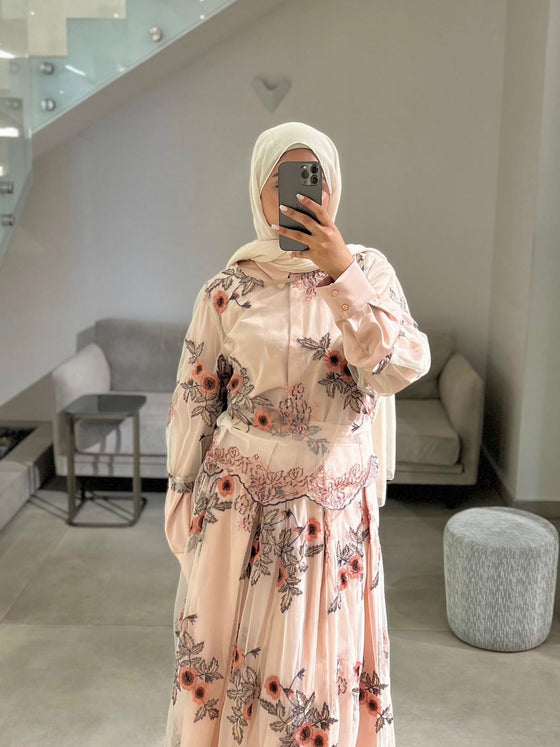 Pink skirt evening set