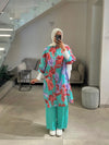 Aqua printed floral Italian set