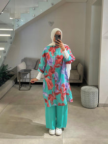  Aqua printed floral Italian set