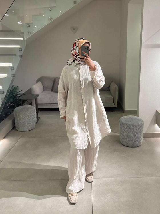 Beige italian  linen  set