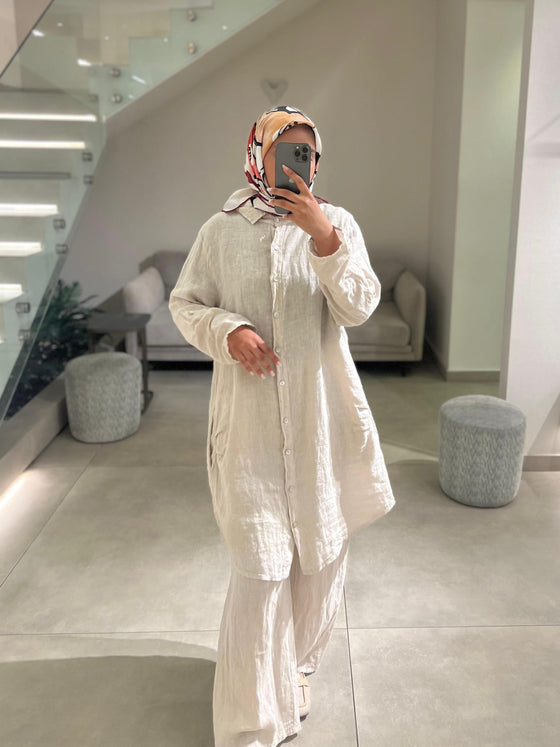 Beige italian  linen  set