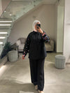 black embroidered floral shirt
