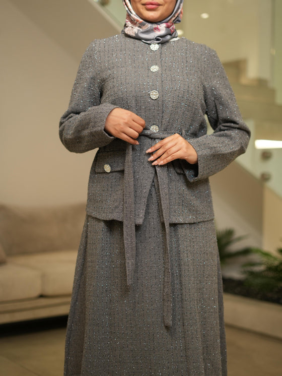 Tweed grey skirt set FW26