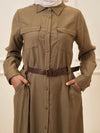 Italian olive shirt dress FW26