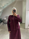 linen burgundy skirt set FW26