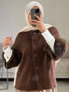 Brown  mohair fur jacket FW26